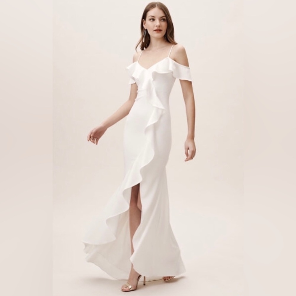 BHLDN Lafayette Ruffle Dress in Ivory